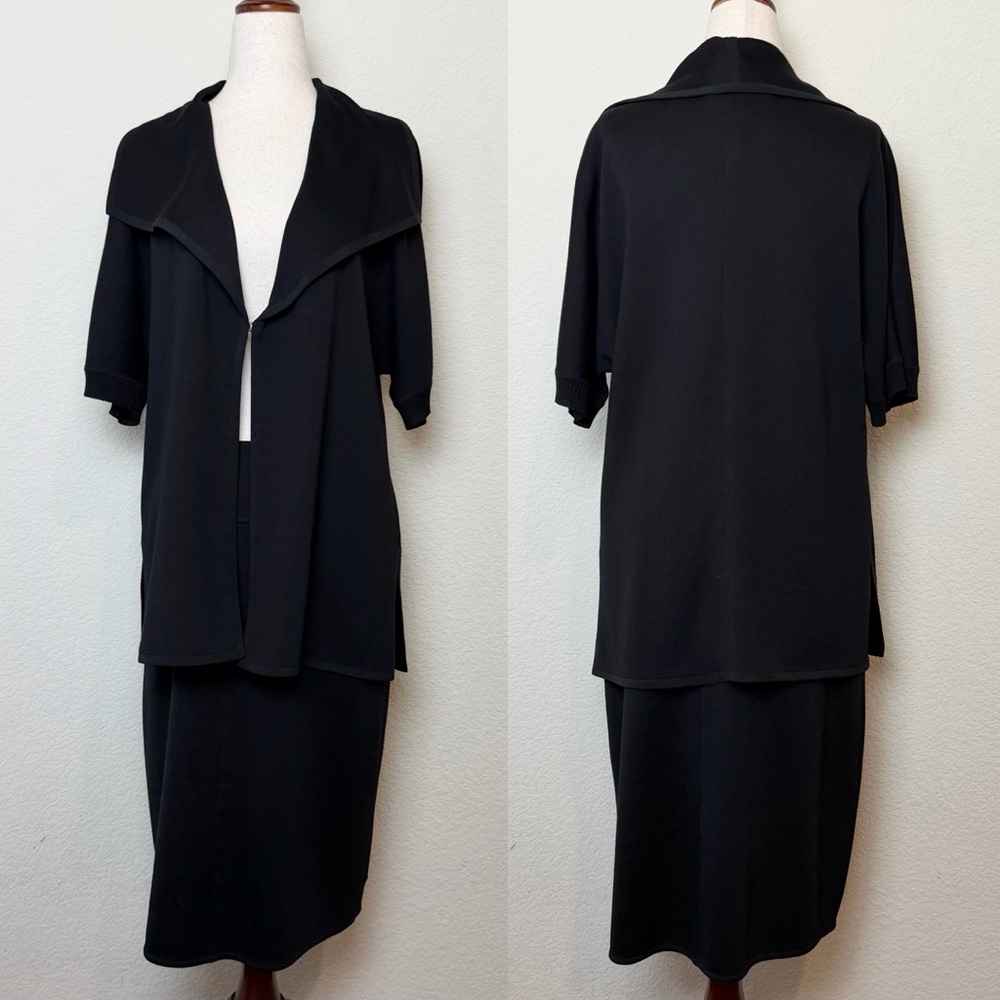 St. John Santana Knit Black Jacket and Skirt Set